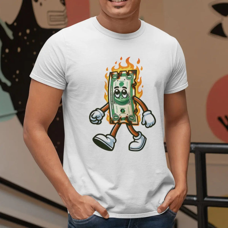 Camiseta Masculina Premium - Dinheiro em Chamas - 100% Algodão