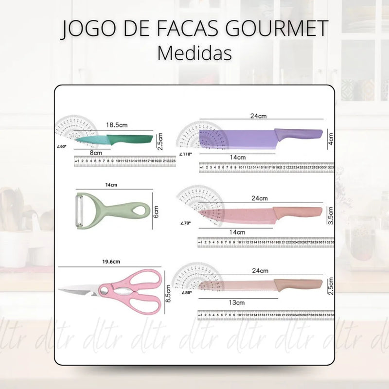 CONJUNTO DE FACAS MULTIUSO – PRECISÃO, ESTILO E DURABILIDADE PARA SUA COZINHA! 🍳