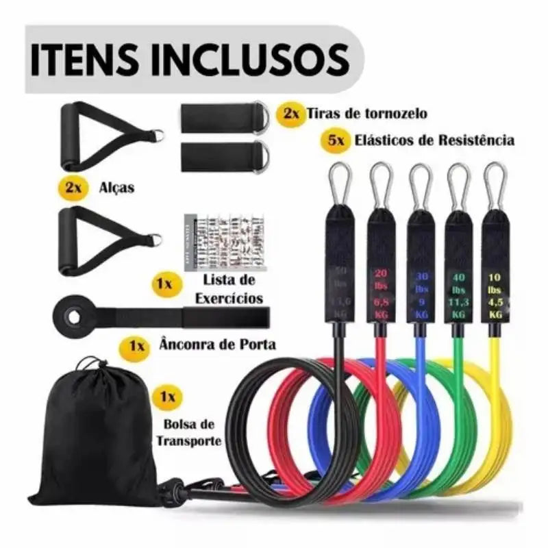 🏋️‍♂️ ELÁSTICO EXTENSOR DE EXERCÍCIOS EM CASA – SUPER KIT HOME FIT 🏋️‍♀️