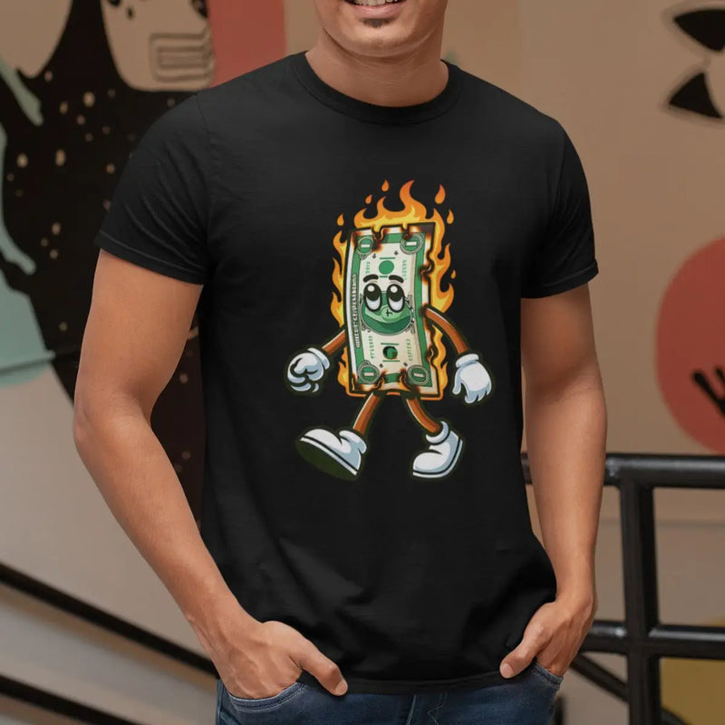 Camiseta Masculina Premium - Dinheiro em Chamas - 100% Algodão